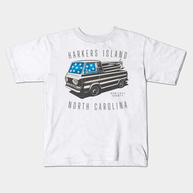 Harkers Island Summertime Vacationing in NC Kids T-Shirt by Contentarama